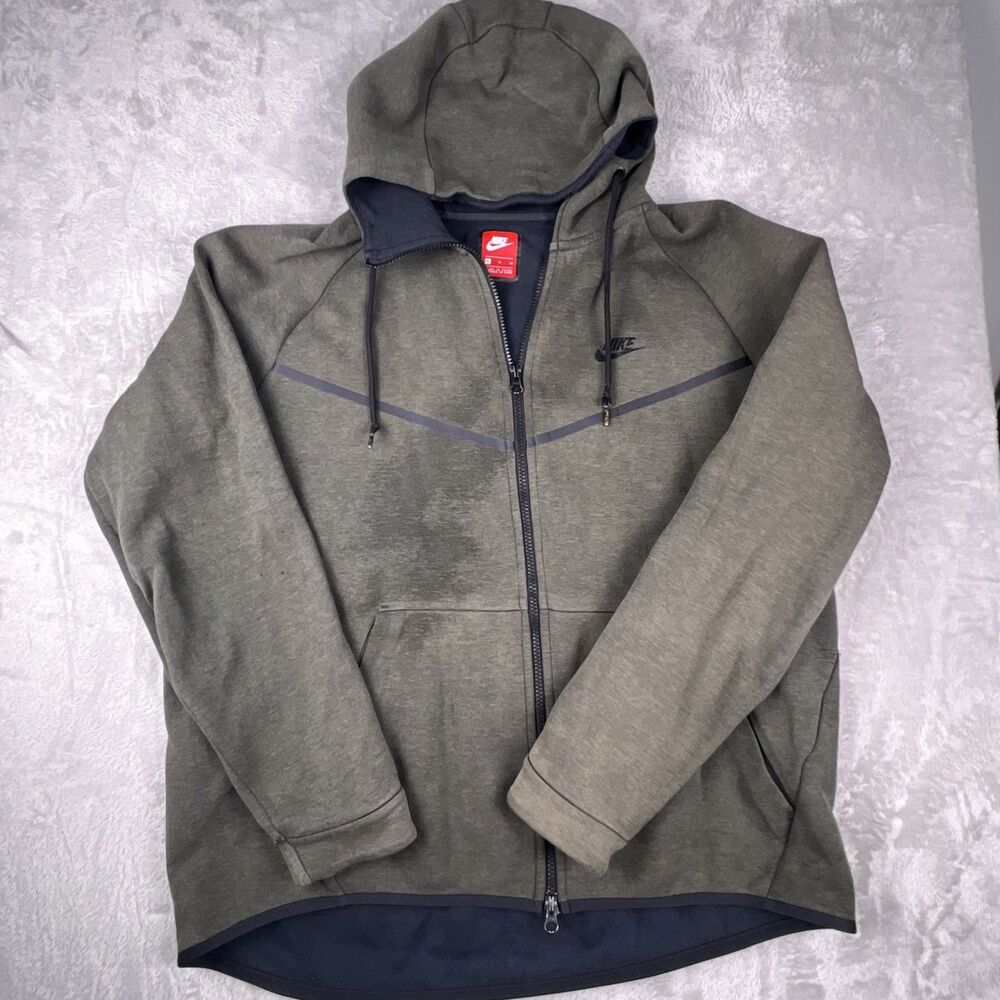Nike Hoodie Mens xL Green Tech Fleece Windrunner Full Zip Jacket Sweatshirt